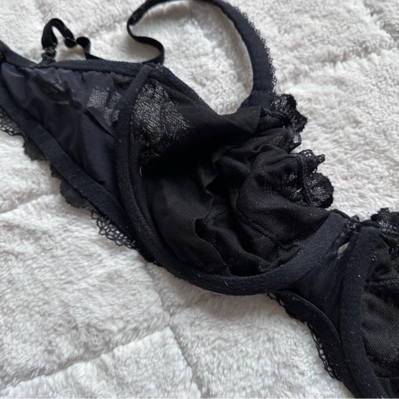 Victoria's Secret | Body By Victoria Black Lace "Unlined Demi" | Size 32DDD - Picture 9 of 13